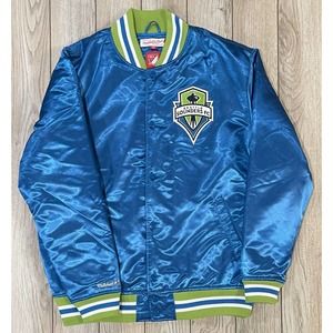 EUC: Men's Mitchell & Ness Seattle Sounders Satin Jacket Soccer MLS L Vintage